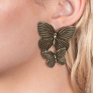 Paparazzi Jewelry Accessories - Blushing Butterflies - Brass Earrings - Vintage